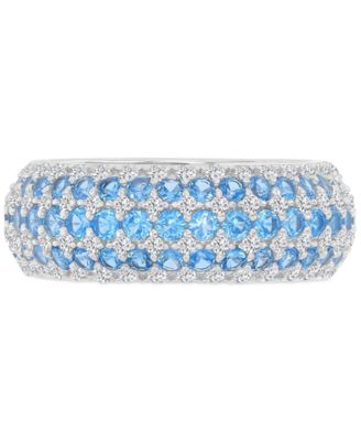 Macy's - Blue & White Cubic Zirconia Multirow Wide Width Band in Sterling Silver