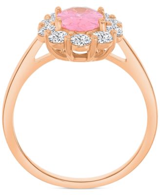 Lab-Created Morganite (2-1/20 ct. t.w.) & Cubic Zirconia Halo Ring in 14k Rose Gold-Plated Sterling Silver