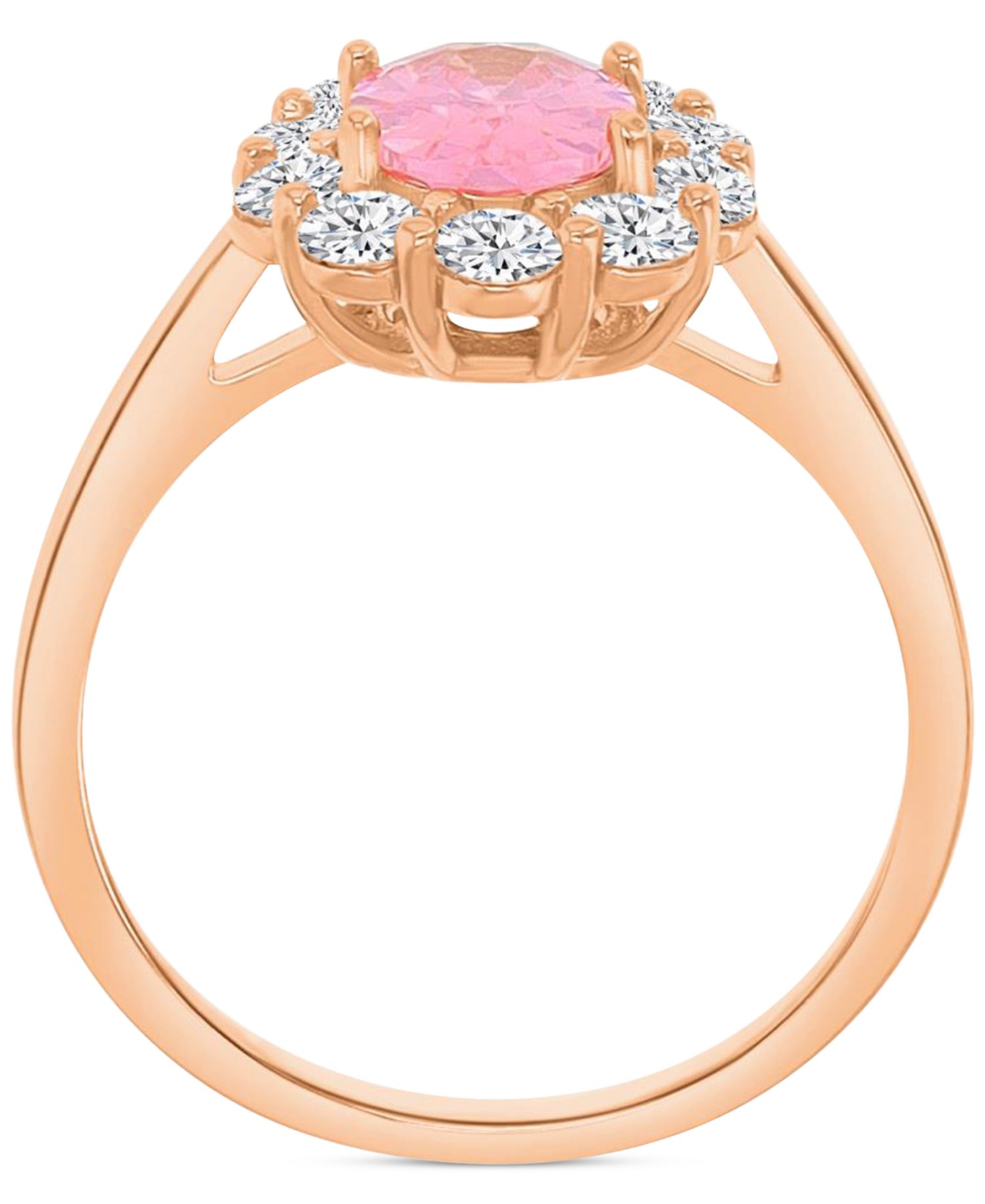 Lab-Created Morganite (2-1/20 ct. t.w.) & Cubic Zirconia Halo Ring in 14k Rose Gold-Plated Sterling Silver