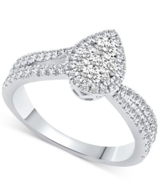 Diamond Pear Shaped Cluster Bridal Set (1 ct. t.w) in 14k White Gold