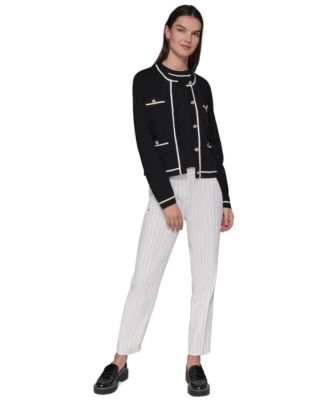 売れ筋商品|||カールラガーフェルド ニット&セーター アウター レディース Women's Four-Pocket Crewneck Cardigan Soft White KARL LAGERFELD PARIS Women's Four-Pocket Crewneck Cardigan