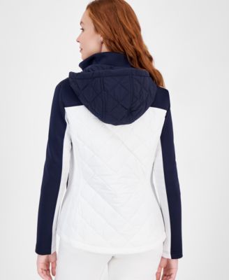 Women's Colorblocked Quilted Scuba-Trim Jacket 
