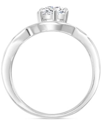 3-Pc. Set Cubic Zirconia Solitaire & Wavy Baguette Bands Bridal Set