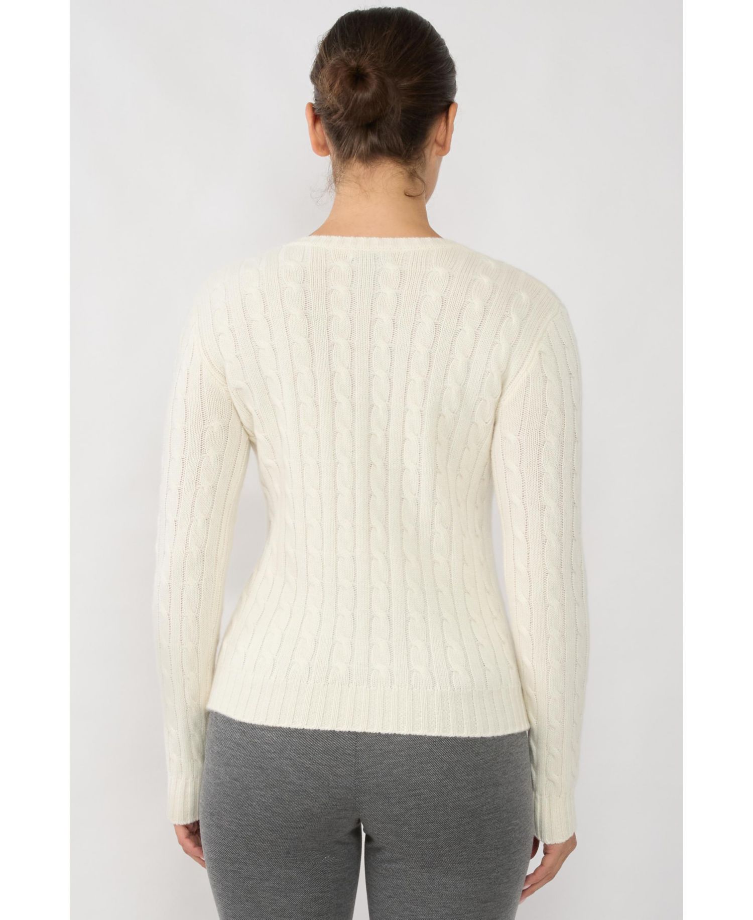 Women's 100% Cashmere V-Neck Sweater | Chuncky Cashmere Cable-knit Sweaters