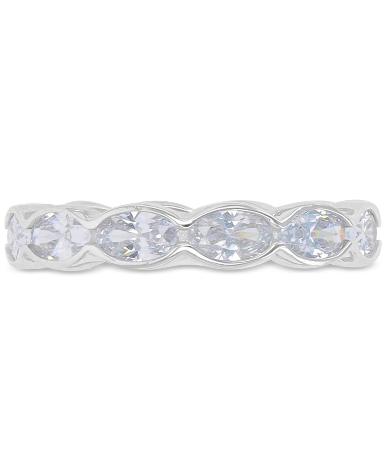 Cubic Zirconia Oval Scallop Edge Eternity Band in Sterling Silver