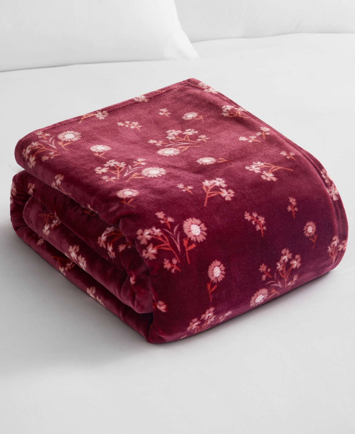 Shop Lucky Brand Daisy Floral Cozy Plush Throw, 50" X 70" In Red