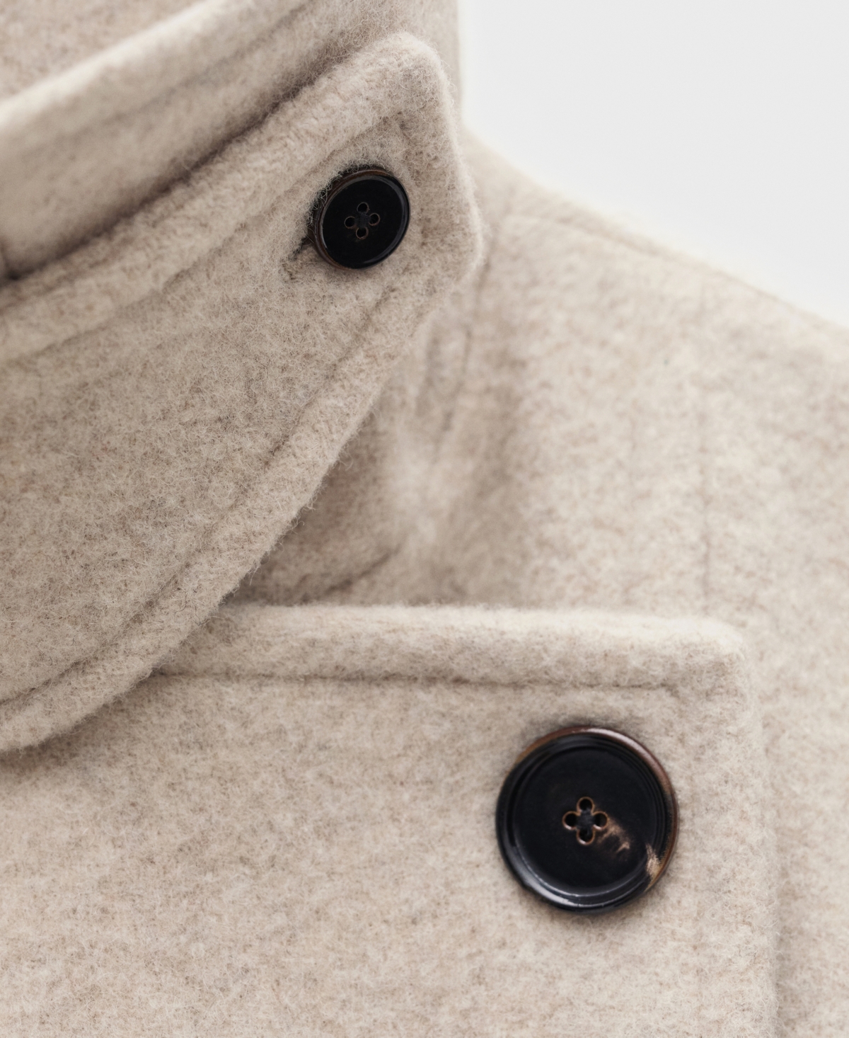 Mango Double-breasted Wool Coat Ecru In Ecru