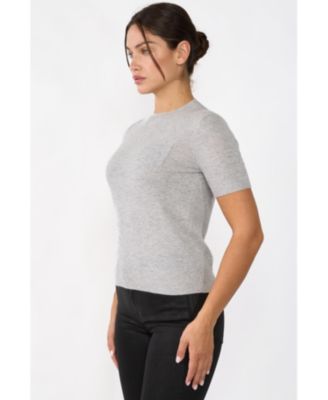 Women's 100% Cashmere Crewneck Short Sleeve Sweater