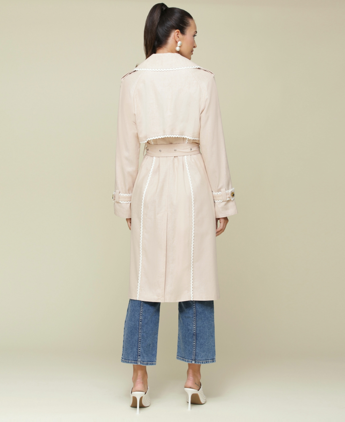 Shop Avec Les Filles Women's Raglan-sleeve Belted Trench Coat In Camel