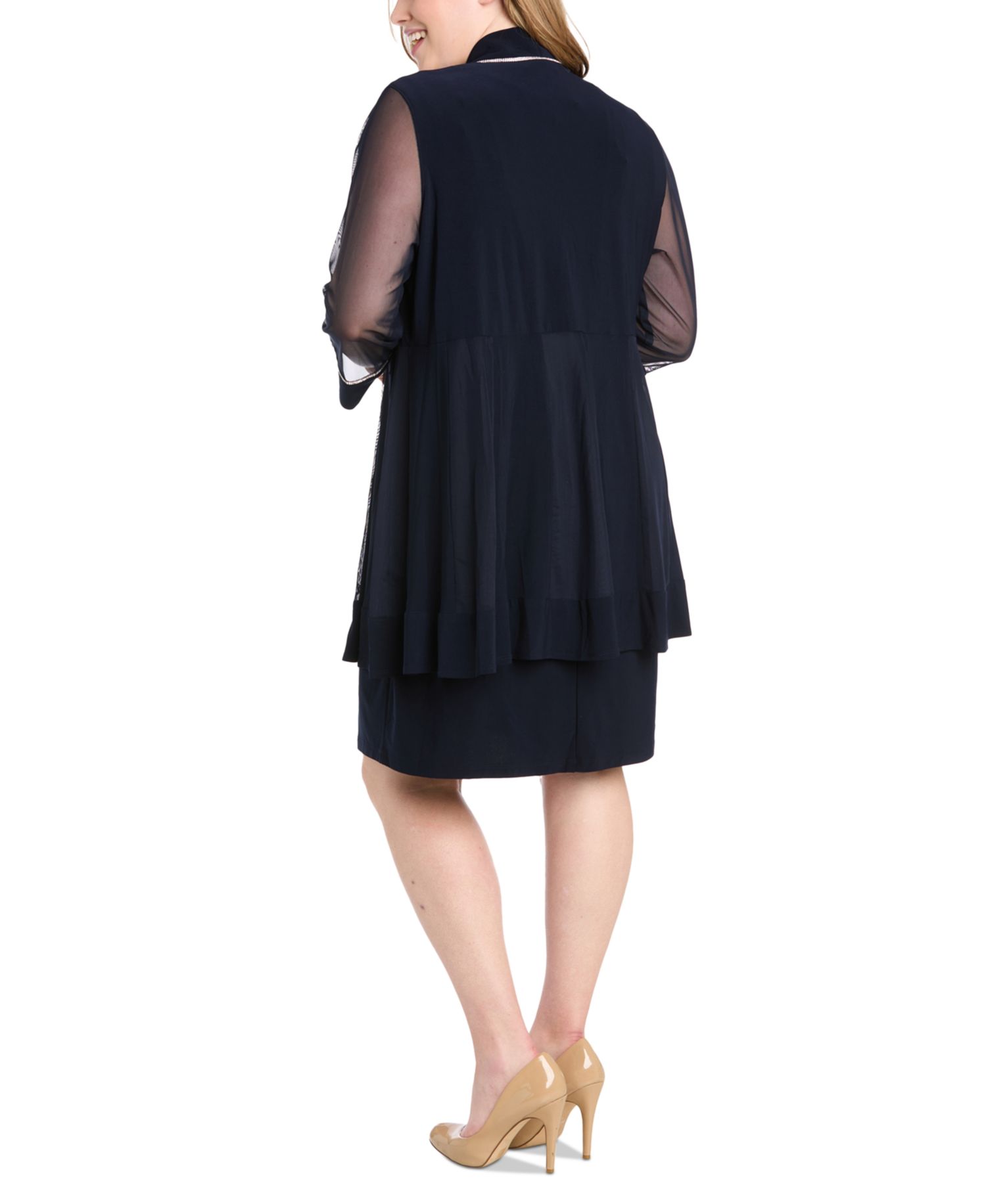 Plus Size Rhinestone-Trim Jacket & Sheath Dress