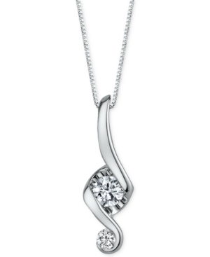 image of Proud Mom Diamond Swirl Pendant Necklace (1/5 ct. t.w.) in 14k White Gold