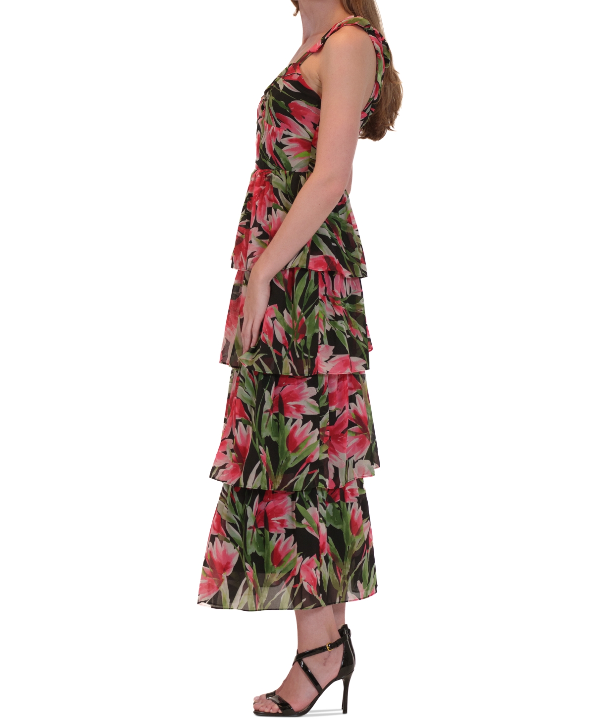 julia jordan Women's Printed Sweetheart-Neck Sleeveless Dress