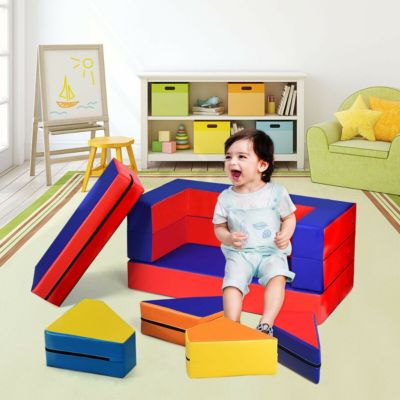 8 Pieces 4-in-1 Crawl Climb Foam Shapes Toddler Kids Playset