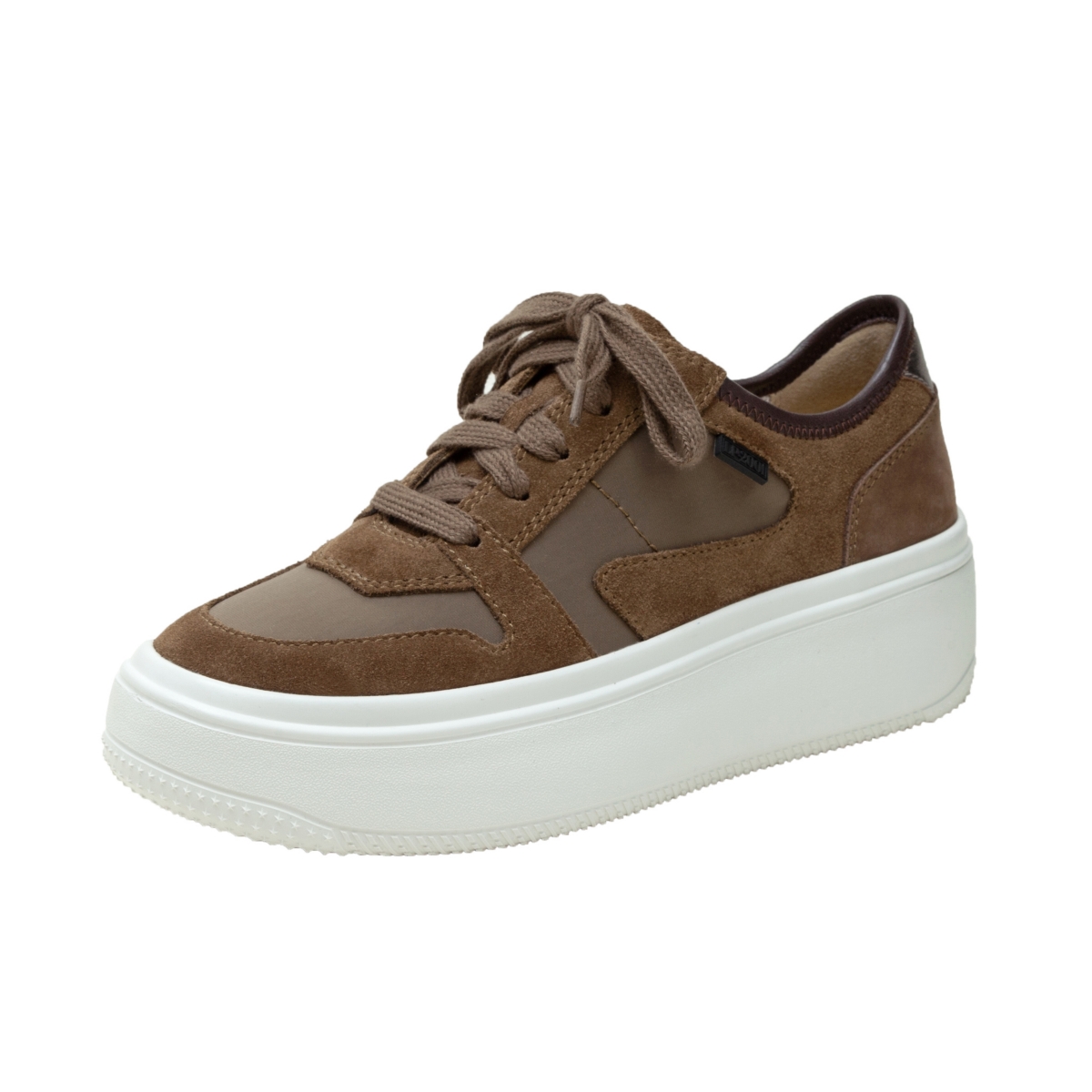 Gains Lace-Up Leather Platform Sneakers - Snow multi leather