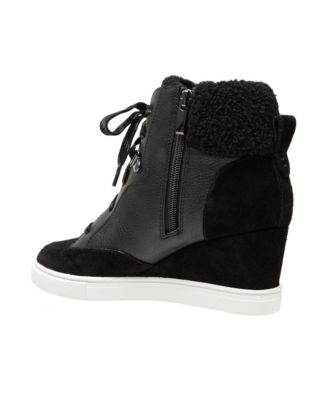 ARDEN Faux Shearling Trimmed Wedge Sneakers