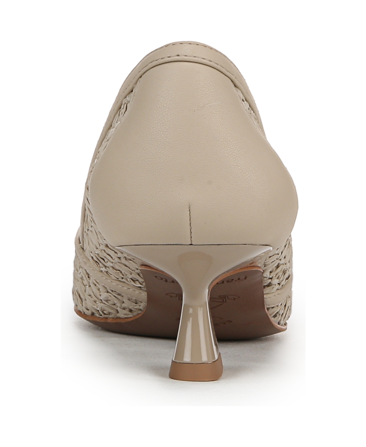 Franco Sarto Darcy Pointed Toe Kitten Heel Pump In Alabaster Beige Weave Fabric