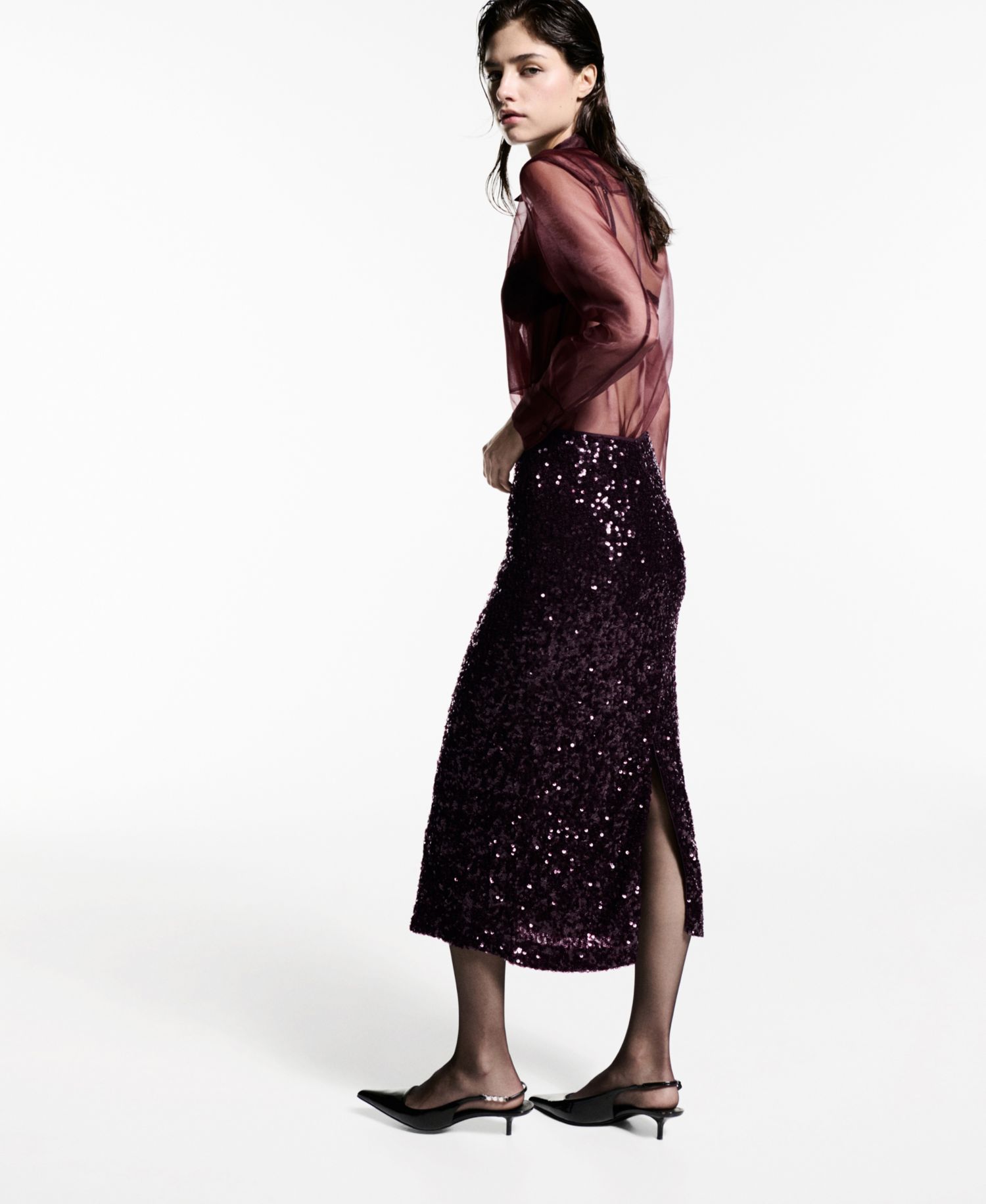 Women's Sequin Midi Skirt