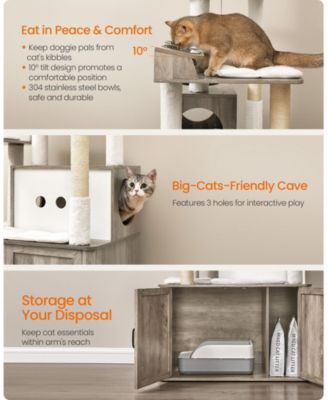 66.9-Inch Cat Tree Cat Tower with Litter Box Enclosure for Play and Privacy