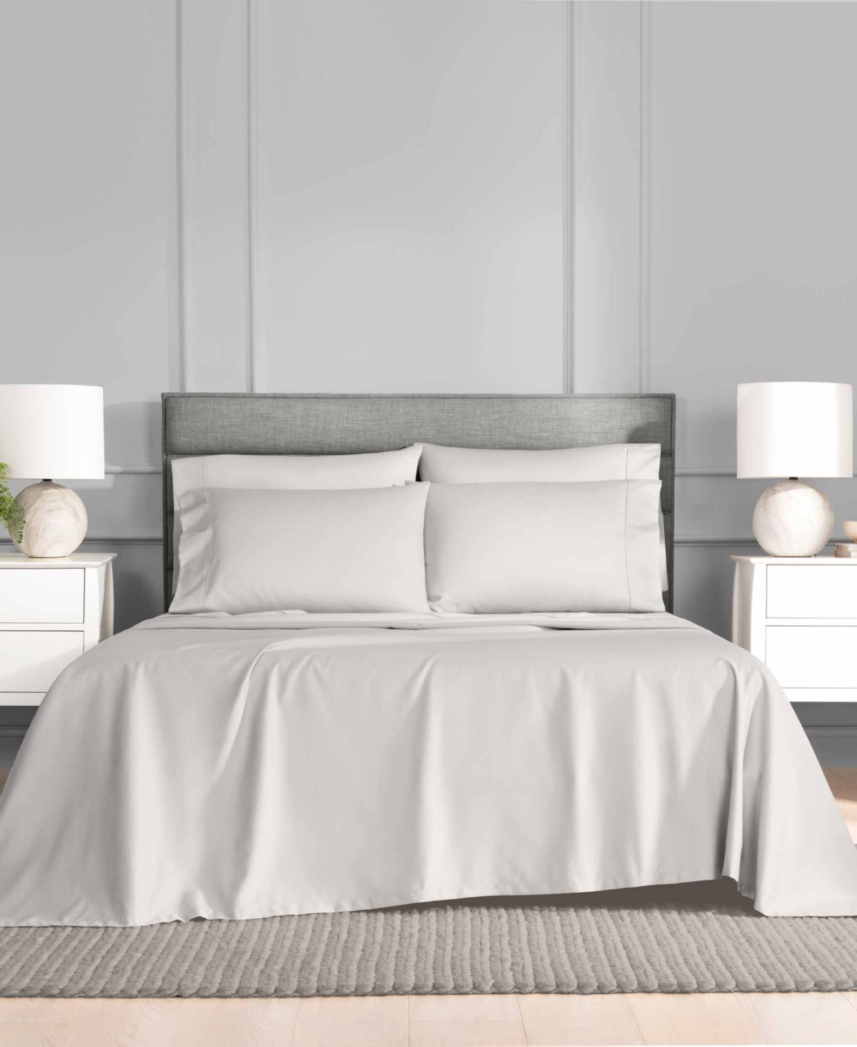 Fairfield Square Collection Brookline 1400 Thread Count Light Grey 6 Pc. Sheet Set, King, Exclusively At Macy's