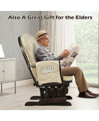 Glider and Ottoman Cushion Set Wood Baby Nursery Rocking Chair