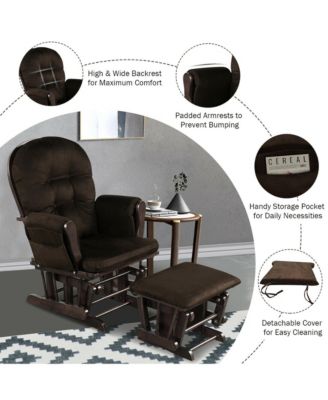 Glider and Ottoman Cushion Set Wood Baby Nursery Rocking Chair