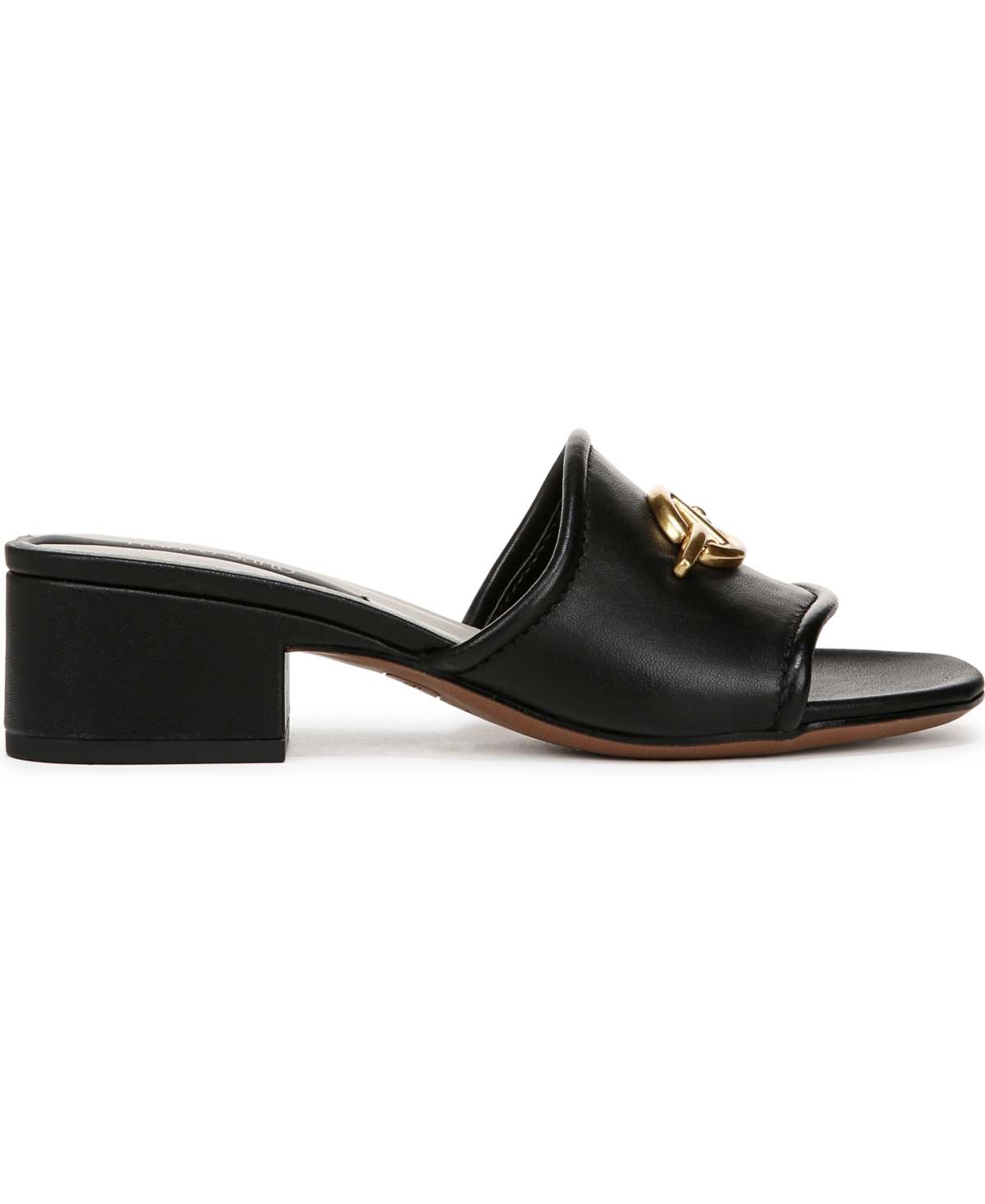 Franco Sarto Women's Noreen 2 Open Square Toe Block Heel Slide Sandals In Black Leather