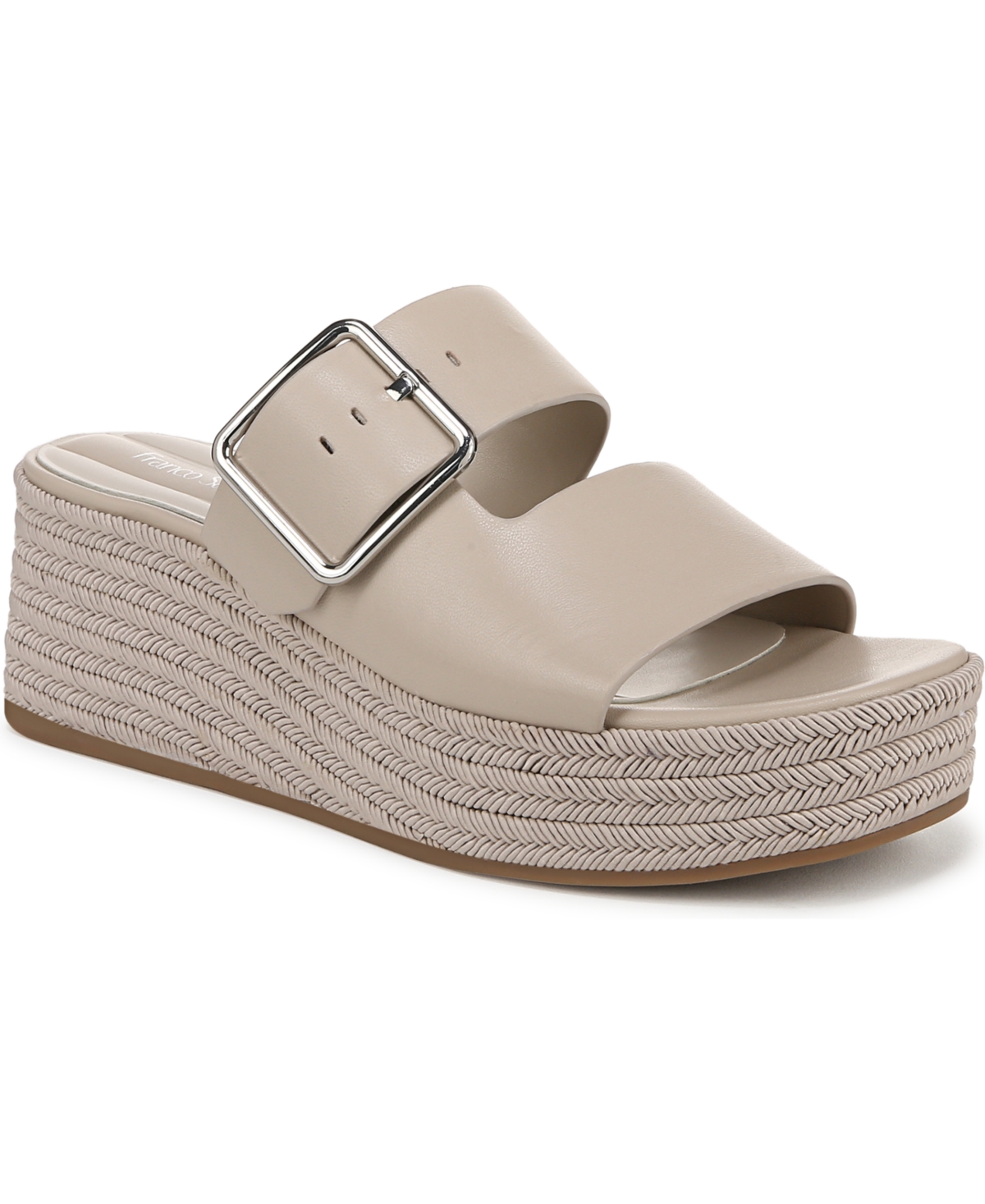 Franco Sarto Women's Taziana Open Square Toe Espadrille Slide Platform Sandals In Vicenza Grey Leather