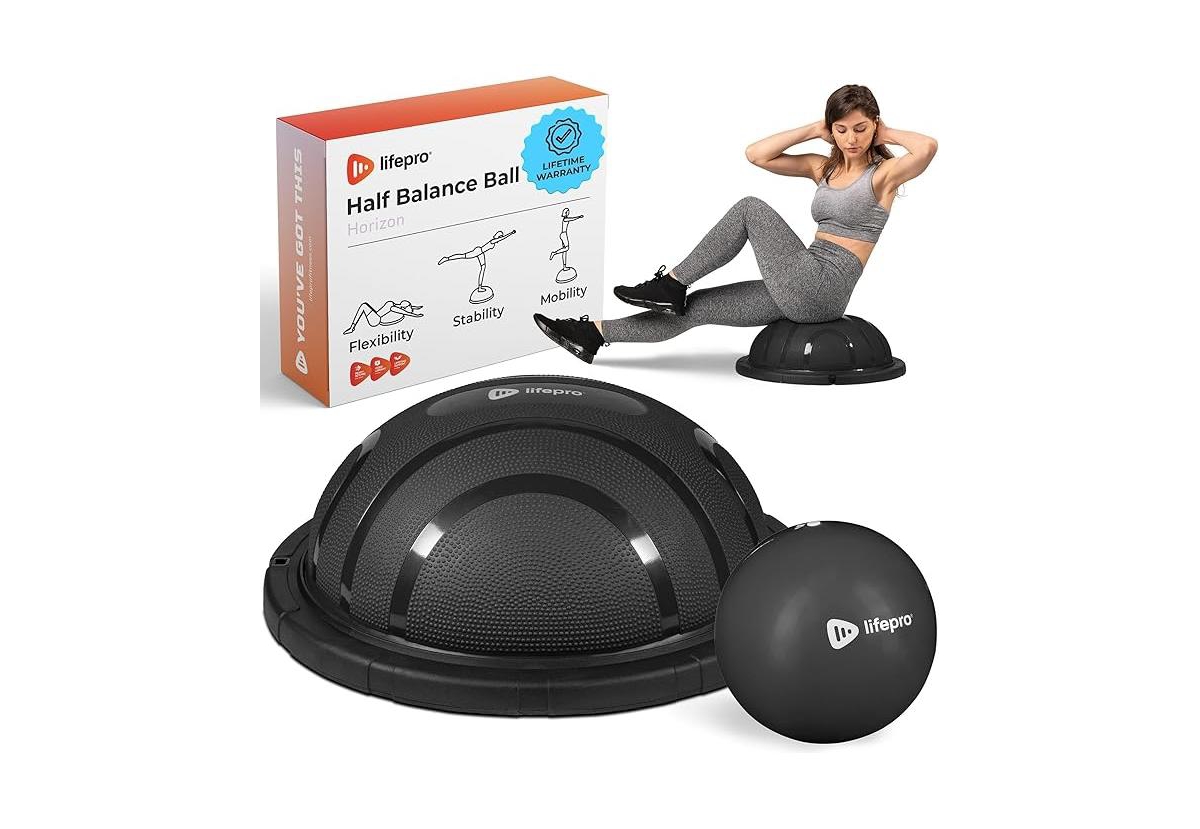 Half Balance Ball Trainer &#x2013; Stability Ball for Full Body Workout, Exercise & Physical Therapy - Grey