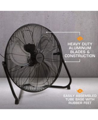 Pro 20 Inch 3 Speed High Velocity Metal Floor Fan, Black (2 Pack)