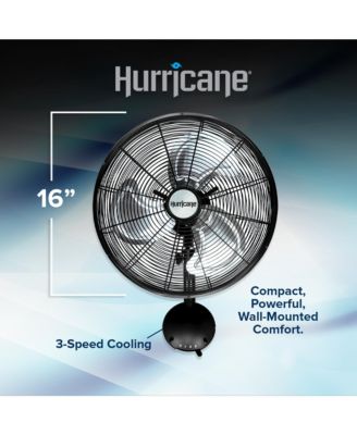 16 Inch Pro High Velocity Oscillating Metal Wall Mount Fan, Black