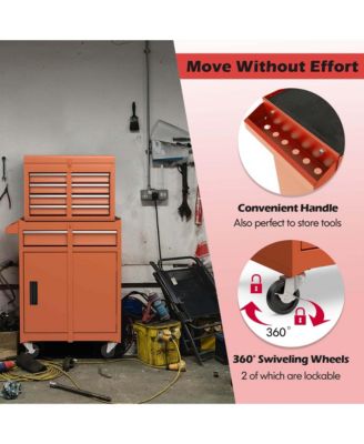 5-Drawer Rolling Tool Chest Cabinet Metal Tool Storage Box Lockable with Wheels