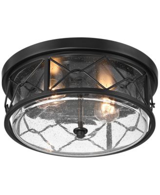 Quincy Industrial Seeded Glass 2-Light Flush-Mount Ceiling Fixture