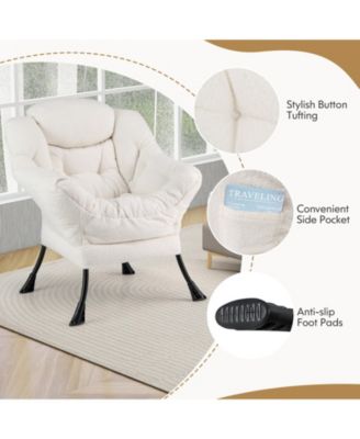 Modern Accent Chair with Folding Footrest and Head Pillow