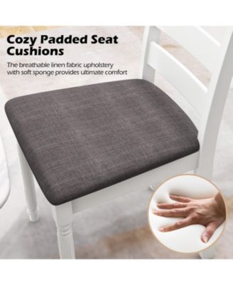 Set of 2 Rubber Wood Dining Chairs with Upholstered Seat