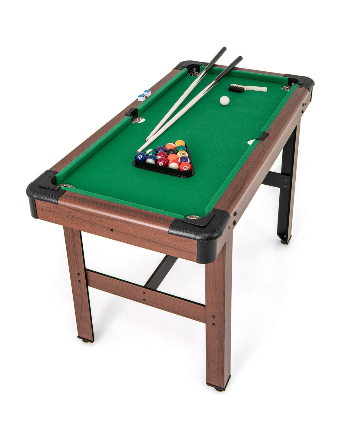 Costway Pool Table for Kids & Adults with Full Set of Balls 2 Cue Sticks 2 Chalks