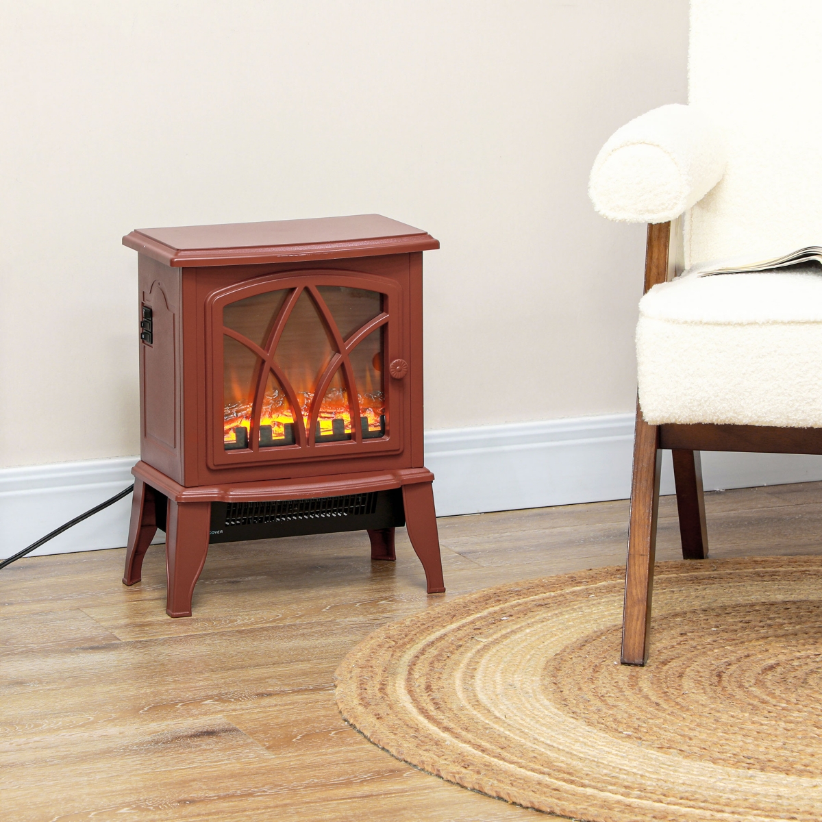 Homcom Electric Fireplace Heater with Realistic Led Flames and Logs