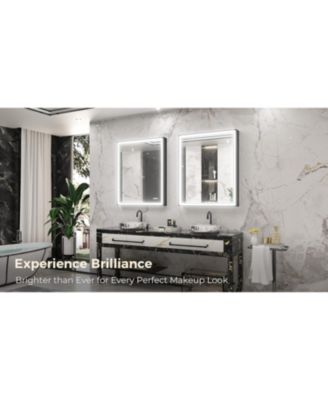 45&deg; Angled Frontlit Metal Framed Bathroom Vanity Mirror with Anti-fog Function