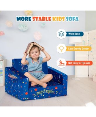 2-in-1 Convertible Kids Sofa with Velvet Fabric
