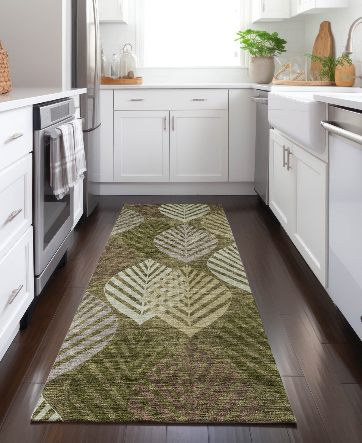 Addison Chantille Acn744 2'3"x7'6" Runner Area Rug In Olive