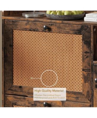 Shoe Cabinet, Free Standing Shoe Storage Cabinet with 3 Flip Drawers and Adjustable Side Cabinet, Rattan Wooden Shoe Rack, Shoe Organizer Cabinet for Hallway, Living Room, Entryway