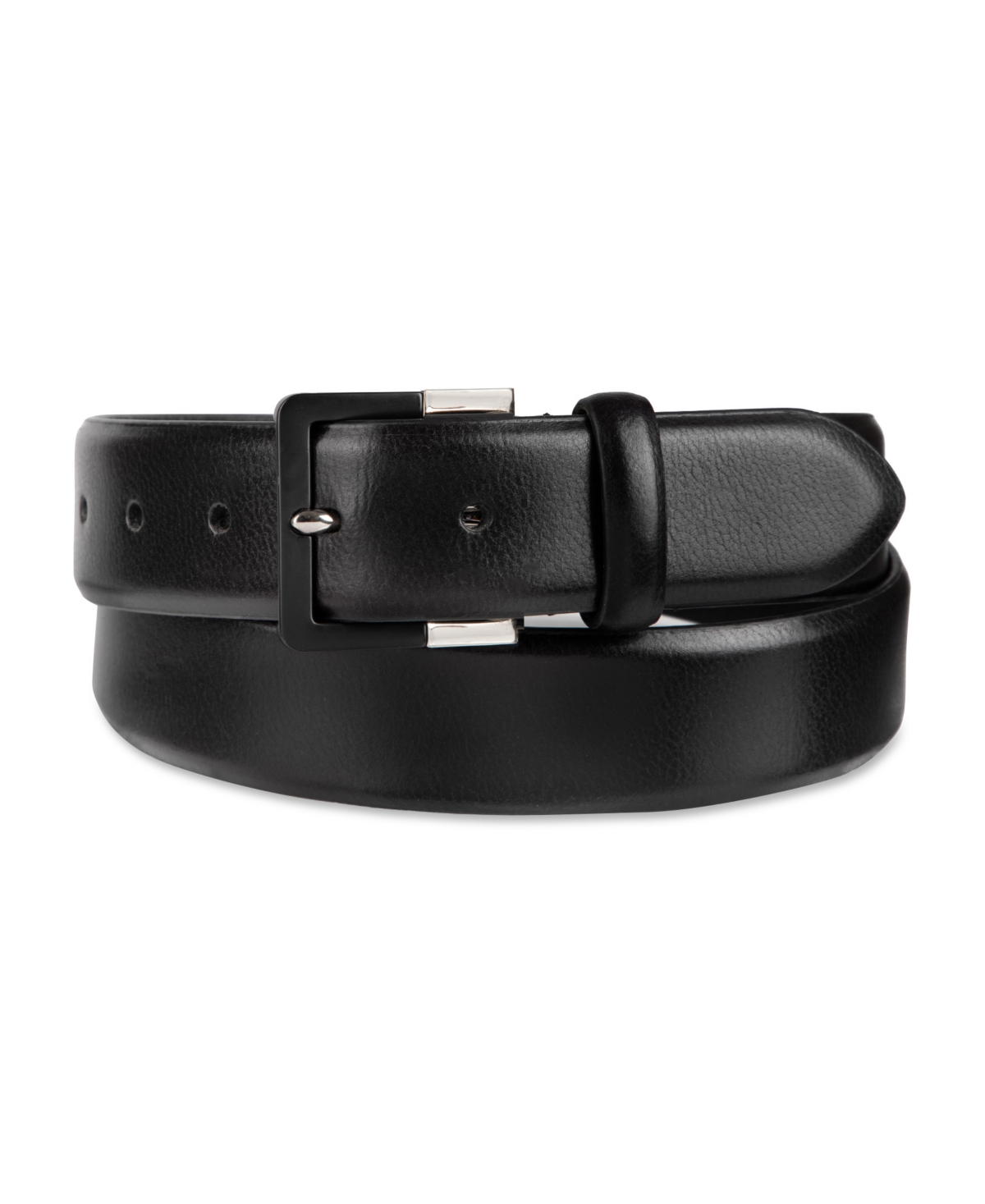 Shop Tommy Hilfiger Men's Genuine Leather Two-tone Buckle Dress Belt In Black