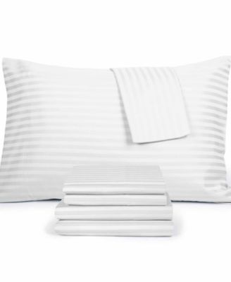 Lacoste Advantage Easy Care authentic 4-Piece Sheet Set, King, White, Cotton-Polyester