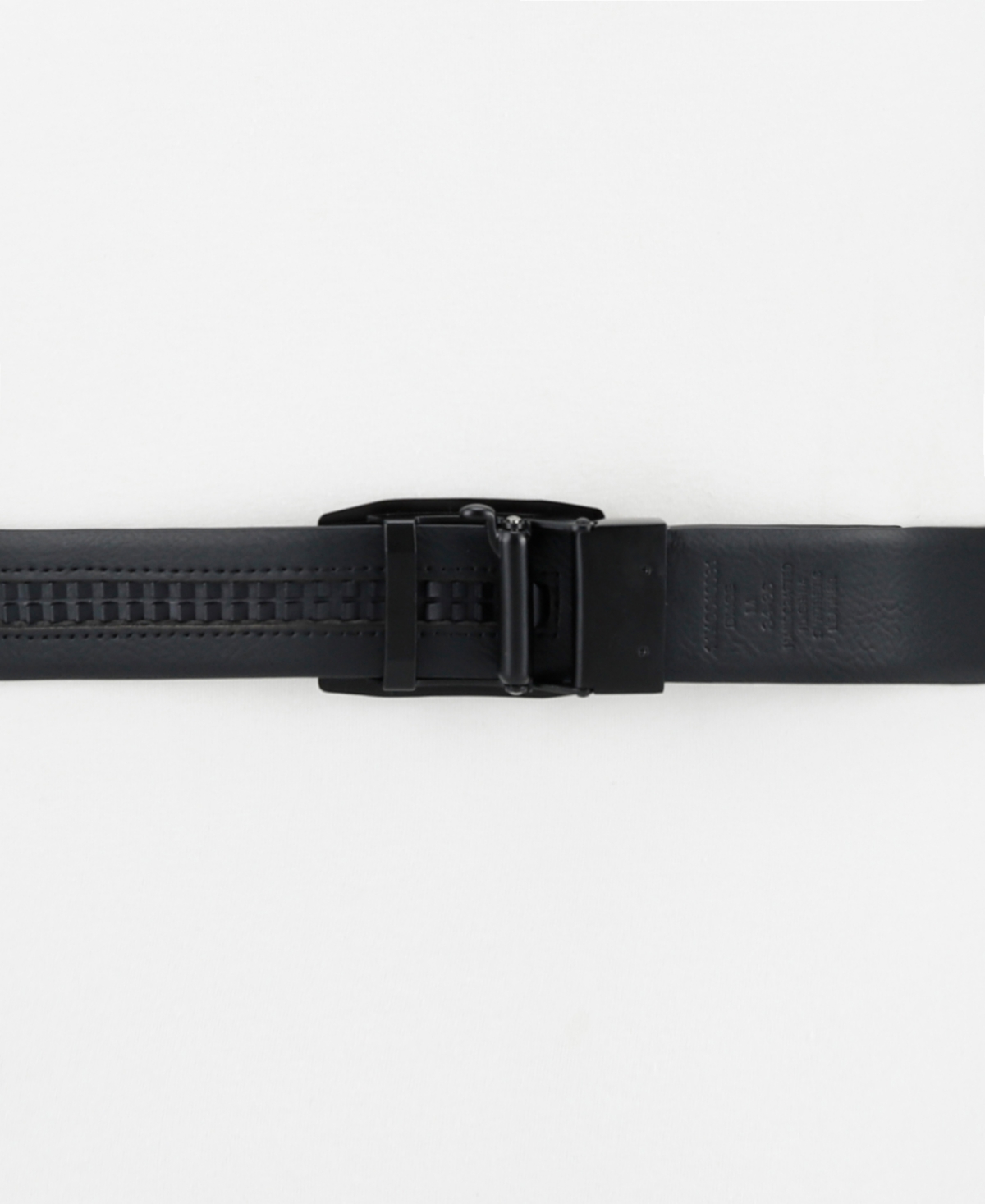Kenneth Cole Reaction Men's Exact System Track Lock MattePlaque Buckle Belt - Black