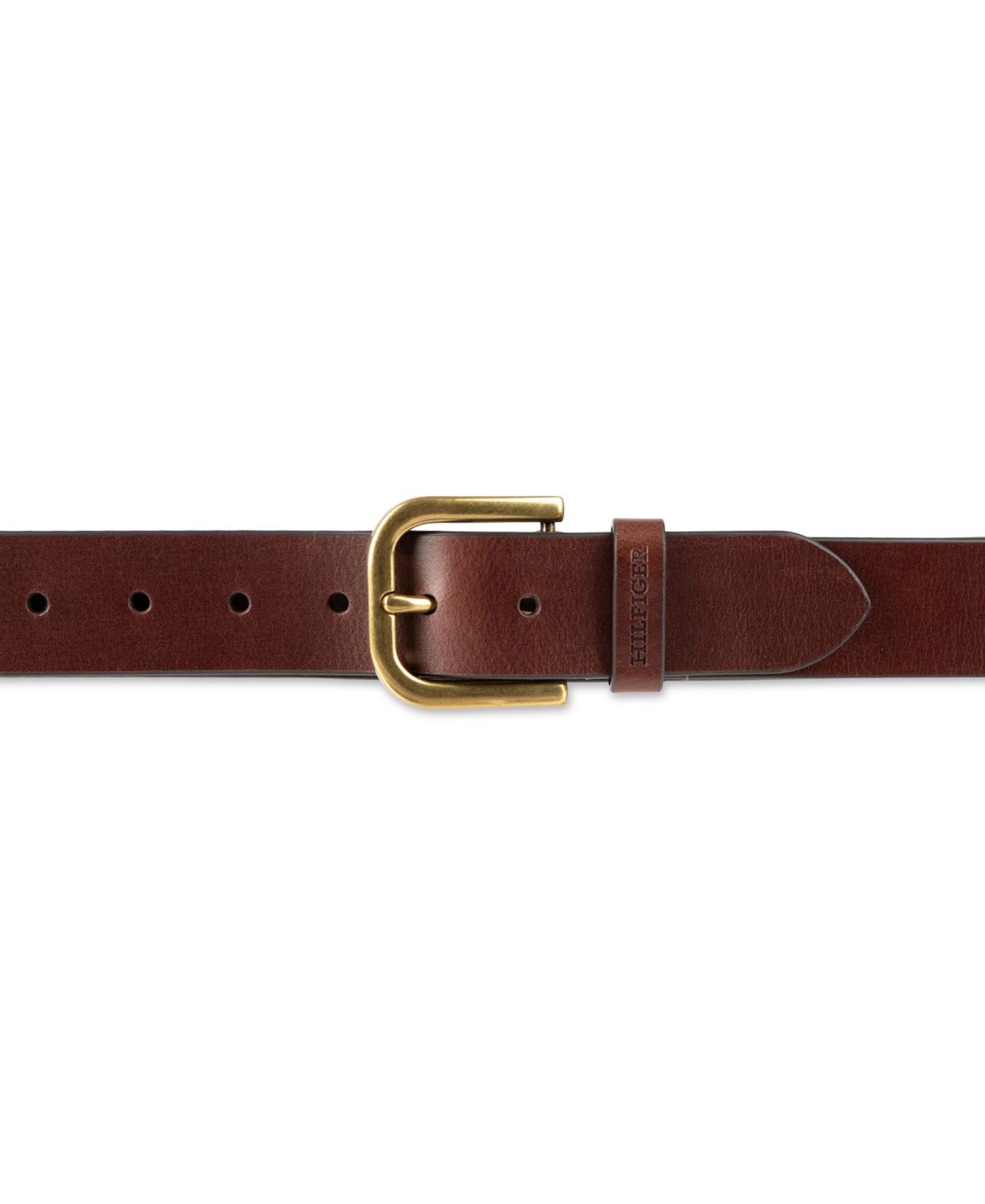 Мужской ремень Tommy Hilfiger 38MM Genuine Leather Raw Edge Casual Jean Belt, цвет: Шоколадный — фото 4