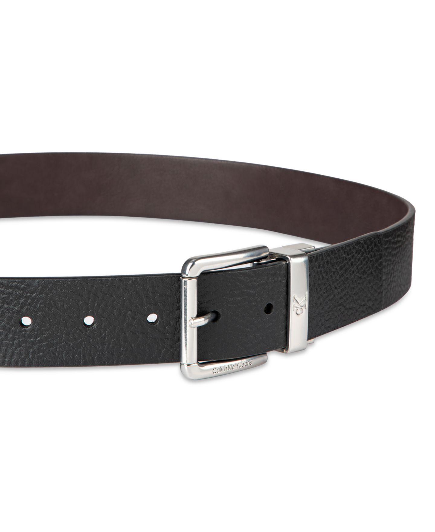 Мужской ремень Calvin Klein 38MM Pebble Grain Reversible Jean Belt, цвет: Чёрный / Коричневый — фото 4