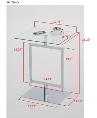 Side End Table with Metal Base and Tempered Glass Top