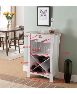 Hiland Bar Cabinet Wine Storage With Glass Holders & Drawer