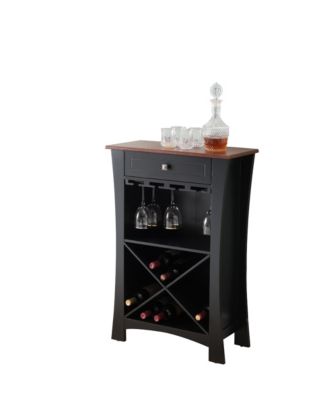 Hiland Bar Cabinet Wine Storage With Glass Holders & Drawer