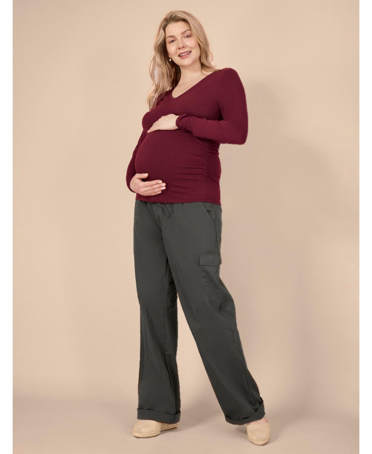 Maternity Under the Belly Utility Cargo Relaxed Fit Pant - Motherhood