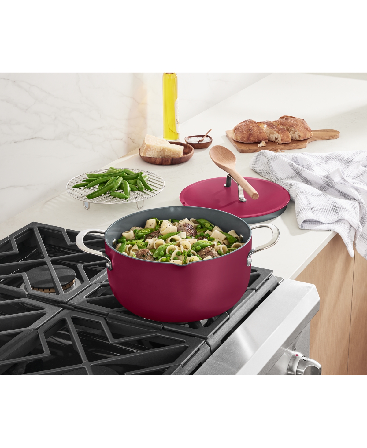 The Cellar 6-qt. Ceramic Nonstick Complete Stock Pot, Exclusively At Macy's In Berry